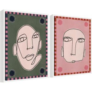 image:imageKate and Laurel Under the Sun 1 and 5 Set of 2 18x24 Framed Canvas Wall Art Set by Shatha Al Dafai Sylvie White Modern Abstract Art for Wall Decor Living Room Bedroom