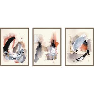 image:imageKate and Laurel Urban Wanderer Set of 3 18x24 Framed Canvas Wall Art Set by Xizhou Xie Sylvie Dark Gold Modern Contemporary Abstract Art for Wall Decor Living Room Bedroom