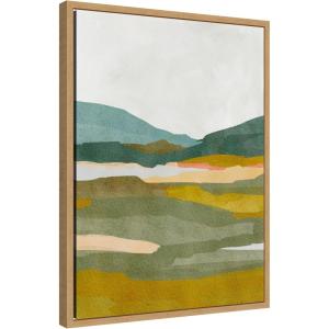 image:imageKate and Laurel Vibrant Abstract Framed Canvas Wall Art by Nikita Jariwala 18 x 24 Sylvie Natural Modern Abstract Landscapes Art for Wall Decor Living Room Bedroom