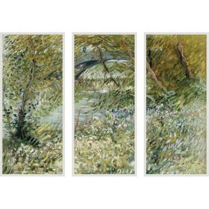 image:imageKate and Laurel Vincent van Gogh River Bank in Springtime 1887 3 Piece Framed Canvas Wall Art Set by Nostalgia Prints Sylvie Beaded White Traditional Landscape Art for Wall Decor