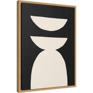 image:imageKate and Laurel White Geometric Abstract Framed Canvas Wall Art by July Art Prints 18 x 24 Sylvie Black Modern Abstract Art for Wall Decor Living Room BedroomNatural