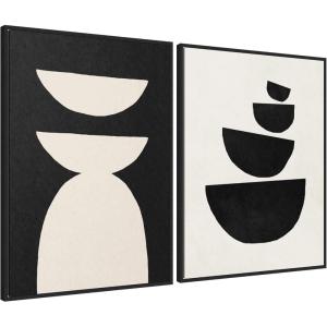 image:imageKate and Laurel White Geometric Abstract and Black Geometric Abstract Set of 2 28x38 Framed Canvas Wall Art Set by July Art Prints Sylvie Black Modern Abstract Art for Wall Decor Living RoomBlack