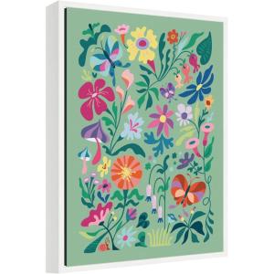 image:imageKate and Laurel Wild flowers and Butterflies Framed Canvas Wall Art by Rachel Lee 18 x 24 Sylvie White Whimsical Flowers Animals Abstract Nature Art for Wall Decor Living Room Bedroom