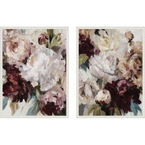 image:imageKate and Laurel Winter Peonies 2 Piece Framed Canvas Wall Art Set by Amy Lighthall Sylvie Beaded White Modern Contemporary Flower Art for Wall Decor