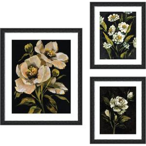 image:imageMoody Whites Floral No 3 3 Piece Framed Wall Art Print Set by Annie Quigley