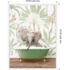 image:imageKate and Laurel Baby Elephant 3 in Wild Safari Bathtub Framed Canvas Wall Art by Amy Peterson 18 x 24 Sylvie White Whimsical Animals Bathroom Tropical Art for Wall Decor Living Room Bedroom