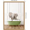 image:imageKate and Laurel Baby Elephant 4 in Transitional Bathtub Framed Canvas Wall Art by Amy Peterson 18 x 24 Sylvie Natural Whimsical Animals Bathroom Art for Wall Decor Living Room Bedroom
