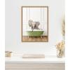 image:imageKate and Laurel Baby Elephant 4 in Transitional Bathtub Framed Canvas Wall Art by Amy Peterson 18 x 24 Sylvie Natural Whimsical Animals Bathroom Art for Wall Decor Living Room Bedroom
