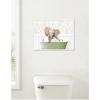 image:imageKate and Laurel Baby Elephant No3 in Fern Bath Framed Canvas Wall Art by Amy Peterson 24 x 18 Sylvie White Whimsical Animals Humor Nature Art for Wall Decor Living Room Bedroom