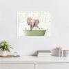 image:imageKate and Laurel Baby Elephant No3 in Fern Bath Framed Canvas Wall Art by Amy Peterson 24 x 18 Sylvie White Whimsical Animals Humor Nature Art for Wall Decor Living Room Bedroom
