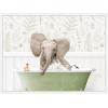 image:imageKate and Laurel Baby Elephant No3 in Fern Bath Framed Canvas Wall Art by Amy Peterson 24 x 18 Sylvie White Whimsical Animals Humor Nature Art for Wall Decor Living Room Bedroom