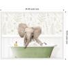 image:imageKate and Laurel Baby Elephant No3 in Fern Bath Framed Canvas Wall Art by Amy Peterson 24 x 18 Sylvie White Whimsical Animals Humor Nature Art for Wall Decor Living Room Bedroom