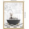 image:imageKate and Laurel Baby Zebra in Paris Bathtub Framed Canvas Wall Art by Amy Peterson 18 x 24 Sylvie Bright Gold Whimsical Animals Cityscapes Bathroom Art for Wall Decor Living Room Bedroom