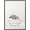 image:imageKate and Laurel Blake Baby Elephant Solo Bathtub Framed Printed Glass Wall Art by Amy Peterson 18x24 Gray Adorable Animal Art for Wall
