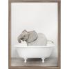 image:imageKate and Laurel Blake Baby Elephant in the Tub Color Framed Printed Glass Wall Art by Amy Peterson Art Studio 18 x 24 Gold Decorative Animal Bathroom Art