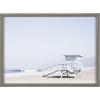 image:imageKate and Laurel Blake Pale Blue Life Guard Tower Framed Printed Glass Wall Art by Caroline Mint 18x24 Gray Coastal Art for Wall