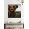 image:imageKate and Laurel Framed Canvas Wall Art Print Close Up of Scottish Highland Cattle Baby SQ by Michael Schauer 30 x 30 Sylvie Walnut Frame Rustic Farmhouse Animal Art for Wall Decor