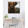 image:imageKate and Laurel Framed Canvas Wall Art Print Close Up of Scottish Highland Cattle Baby SQ by Michael Schauer 30 x 30 Sylvie Walnut Frame Rustic Farmhouse Animal Art for Wall Decor