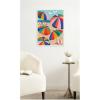 image:imageKate and Laurel Framed Canvas Wall Art Print Coastal Beach Umbrellas by Rachel Lee 18 x 24 Sylvie White Frame Coastal Beach Art for Wall Decor