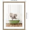image:imageKate and Laurel Framed Wall Art Print Baby Elephant in Transitional Bathtub by Amy Peterson 20 x 26 Woodgrain Stripe Mocha Frame Whimsical Animal Art for Wall Decor34L x 27W
