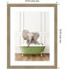 image:imageKate and Laurel Framed Wall Art Print Baby Elephant in Transitional Bathtub by Amy Peterson 20 x 26 Woodgrain Stripe Mocha Frame Whimsical Animal Art for Wall Decor26L x 20W