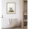 image:imageKate and Laurel Framed Wall Art Print Baby Elephant in Transitional Bathtub by Amy Peterson 20 x 26 Woodgrain Stripe Mocha Frame Whimsical Animal Art for Wall Decor26L x 20W