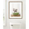 image:imageKate and Laurel Framed Wall Art Print Baby Elephant in Transitional Bathtub by Amy Peterson 20 x 26 Woodgrain Stripe Mocha Frame Whimsical Animal Art for Wall Decor34L x 27W