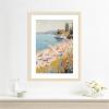 image:imageKate and Laurel Framed Wall Art Print Sunny Beach Day by Melloi Art Prints 20 x 26 Woodgrain Stripe Blonde Frame Coastal Beach Art for Wall Decor26L x 20W