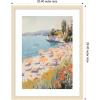 image:imageKate and Laurel Framed Wall Art Print Sunny Beach Day by Melloi Art Prints 20 x 26 Woodgrain Stripe Blonde Frame Coastal Beach Art for Wall Decor26L x 20W