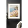 image:imageKate and Laurel Framed Wall Art Print Sunny Beach Day by Melloi Art Prints 20 x 26 Woodgrain Stripe Blonde Frame Coastal Beach Art for Wall Decor42L x 32W