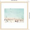 image:imageKate and Laurel Framed Wall Art Print Turquoise Beach from Above No 2 by Amy Peterson 26 x 26 Woodgrain Stripe Blonde Frame Coastal Beach Art for Wall DecorWoodgrain Stripe Blonde
