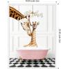 image:imageKate and Laurel Mother and Baby Giraffe in Pink Bathtub on Checker Floor Framed Canvas Wall Art by Amy Peterson 18 x 24 Sylvie White Whimsical Animals Bathroom Humor Art for Wall Decor Living