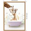 image:imageKate and Laurel Mother and Baby Giraffe in Spring Bathtub Framed Canvas Wall Art by Amy Peterson 18 x 24 Sylvie Natural Whimsical Animals Bathroom Humor Nature Art for Wall Decor Living Room