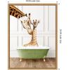 image:imageKate and Laurel Mother and Baby Giraffe in Transitional Bathtub Framed Canvas Wall Art by Amy Peterson 18 x 24 Sylvie Natural Whimsical Animals Humor Bathroom Art for Wall Decor Living Room