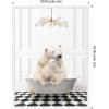 image:imageKate and Laurel Mother and Baby Polar Bear in Gray Bathtub on Checker Floor Framed Canvas Wall Art by Amy Peterson 18 x 24 Sylvie White Whimsical Animals Bathroom Art for Wall Decor Living Room