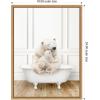 image:imageKate and Laurel Mother and Baby Polar Bear in Traditional Vintage Bathtub Framed Canvas Wall Art by Amy Peterson 18 x 24 Sylvie Natural Traditional Animals Bathroom Art for Wall Decor Living Room