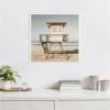 image:imageKate and Laurel SC3 Lifeguard Tower Framed Canvas Wall Art by Alicia Bock 22 x 22 Sylvie White Coastal Beach Landscapes Art for Wall Decor Living Room Bedroom