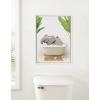 image:imageKate and Laurel Sylvie Beaded Baby Elephant Bali Bath Vintage Framed Canvas Wall Art by Amy Peterson 18x24 White Modern Fun Elephant Bathtub Wall Art for Home Dcor