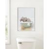 image:imageKate and Laurel Sylvie Beaded Baby Elephant Side in Cottage Bath Vintage Framed Canvas Wall Art by Amy Peterson 18x24 White Modern Fun Elephant Bathtub Wall Art for Home Dcor