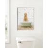 image:imageKate and Laurel Sylvie Beaded Baby Golden Alpaca in Country Cottage Bath Vintage Framed Canvas Wall Art by Amy Peterson 18x24 White Modern Fun Alpaca Bathtub Wall Art for Home Dcor