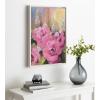image:imageKate and Laurel Sylvie Hot Pink Framed Canvas Wall Art by Mary Sparrow 18x24 Gold Modern Light Botanical Flower Art for Home Wall DecorWhite
