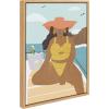 image:imageKate and Laurel Sylvie Lady on a Boat Framed Canvas Wall Art by Queenbe Monyei 18x24 Natural Feminine Beach Decor