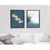 image:imageKate and Laurel Sylvie Make Your Wave Neon Sign and Ocean Sea Wave Framed Canvas Wall Art Set by The Creative Bunch Studio 2 Piece 18x24 Walnut Brown Chic Coastal Art Set for Wall