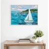 image:imageKate and Laurel Sylvie Marthas Vineyard Framed Canvas Wall Art by Emily Kenney 18x24 White Ocean Sailboat Painting Art for Wall