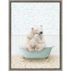 image:imageKate and Laurel Sylvie Mother and Baby Polar Bear in Little Fish Bath Framed Canvas Wall Art by Amy Peterson Art Studio 18x24 Gray Cute Animal Bathtub Art for Wall