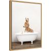 image:imageKate and Laurel Baby Donkey in Rustic Bathtub Framed Canvas Wall Art by Amy Peterson 18 x 24 Sylvie Natural Whimsical Animals Bathroom Art for Wall Decor Living Room Bedroom