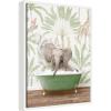 image:imageKate and Laurel Baby Elephant 3 in Wild Safari Bathtub Framed Canvas Wall Art by Amy Peterson 18 x 24 Sylvie White Whimsical Animals Bathroom Tropical Art for Wall Decor Living Room Bedroom