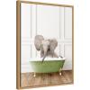 image:imageKate and Laurel Baby Elephant 4 in Transitional Bathtub Framed Canvas Wall Art by Amy Peterson 18 x 24 Sylvie Natural Whimsical Animals Bathroom Art for Wall Decor Living Room Bedroom