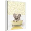 image:imageKate and Laurel Baby Elephant 6 in Cottage Yellow Bathtub Framed Canvas Wall Art by Amy Peterson 18 x 24 Sylvie White Whimsical Animals Bathroom Art for Wall Decor Living Room Bedroom