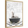 image:imageKate and Laurel Baby Zebra in Paris Bathtub Framed Canvas Wall Art by Amy Peterson 18 x 24 Sylvie Bright Gold Whimsical Animals Cityscapes Bathroom Art for Wall Decor Living Room Bedroom